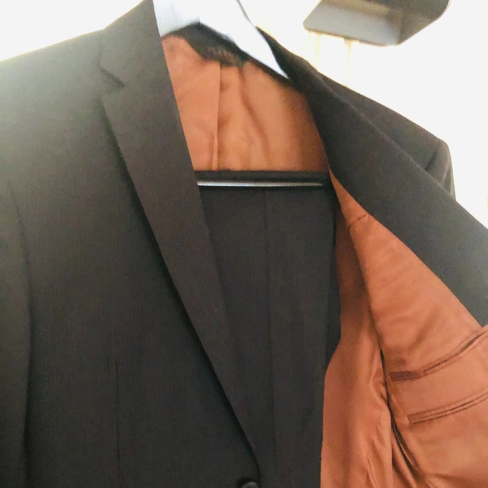 JoS. A. BANK. Black Pinstripe Slim Suit - 39R Suit Jacket + 33W Suit Pants